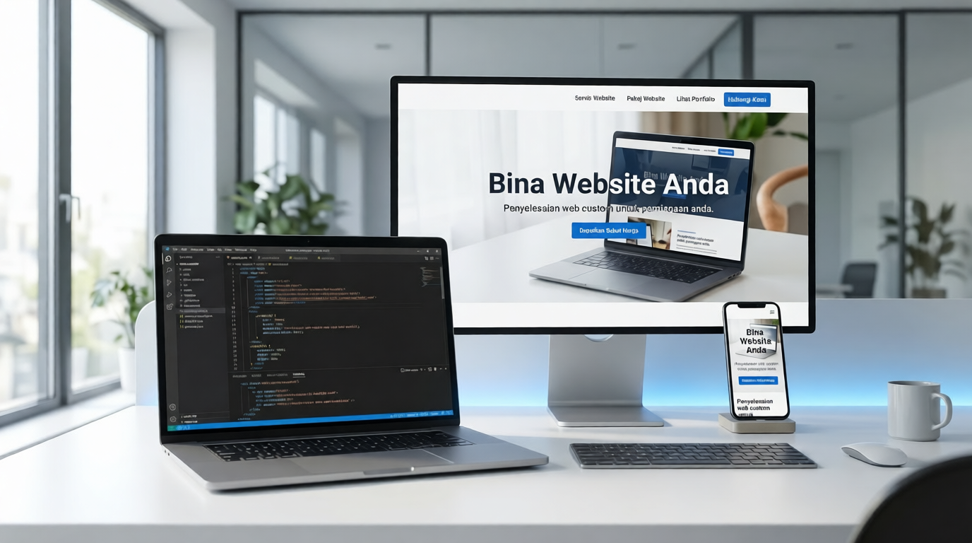 Preview reka bentuk website dan portfolio moden Serba Digital