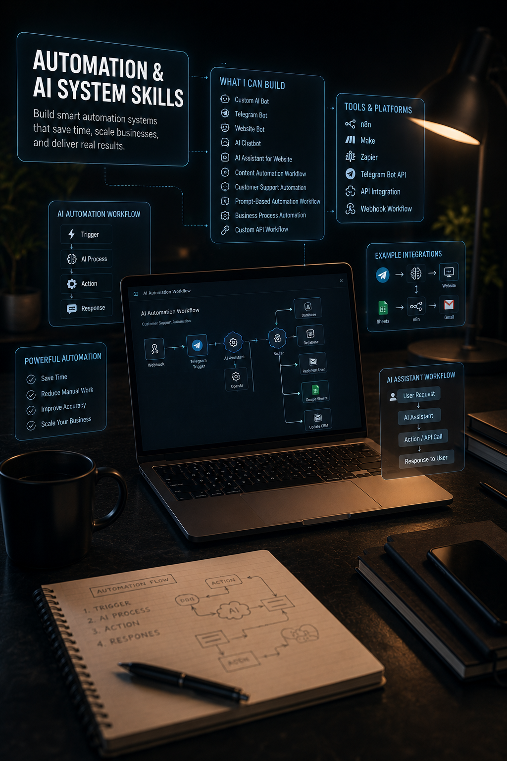 Dashboard aliran automasi AI