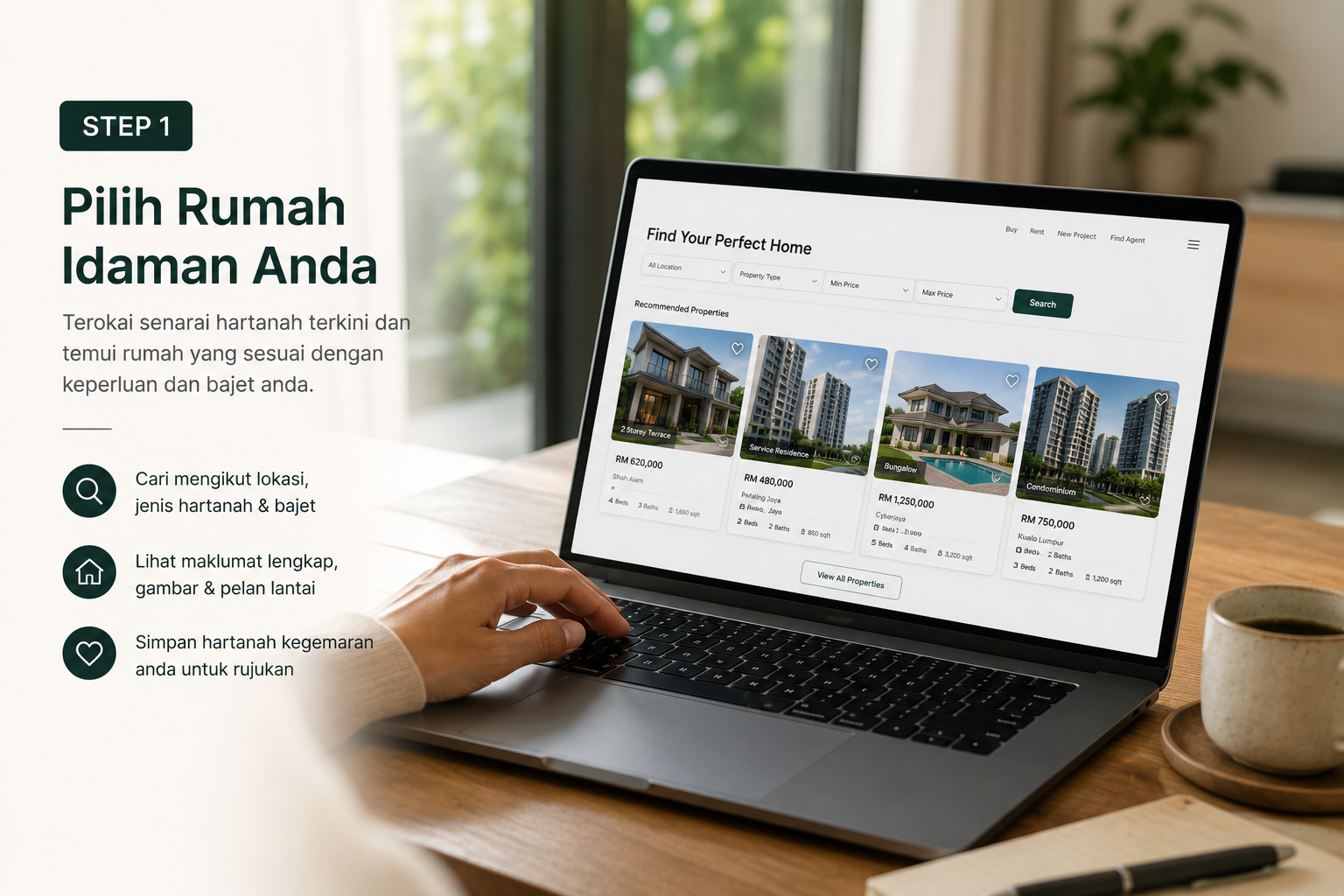 Semak senarai hartanah dan pilih rumah impian