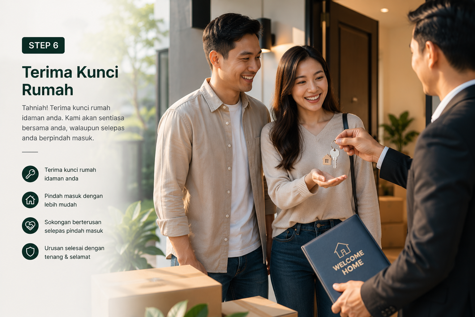 Terima kunci rumah dan berpindah ke kediaman baharu