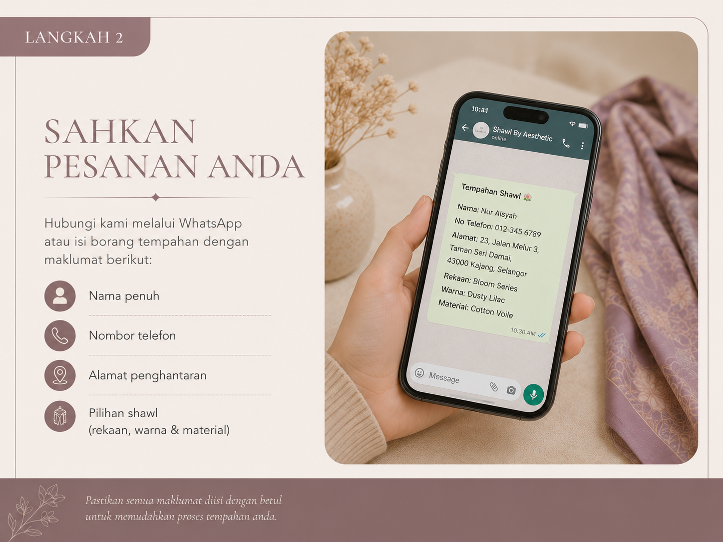 Langkah order 2 sahkan pesanan anda
