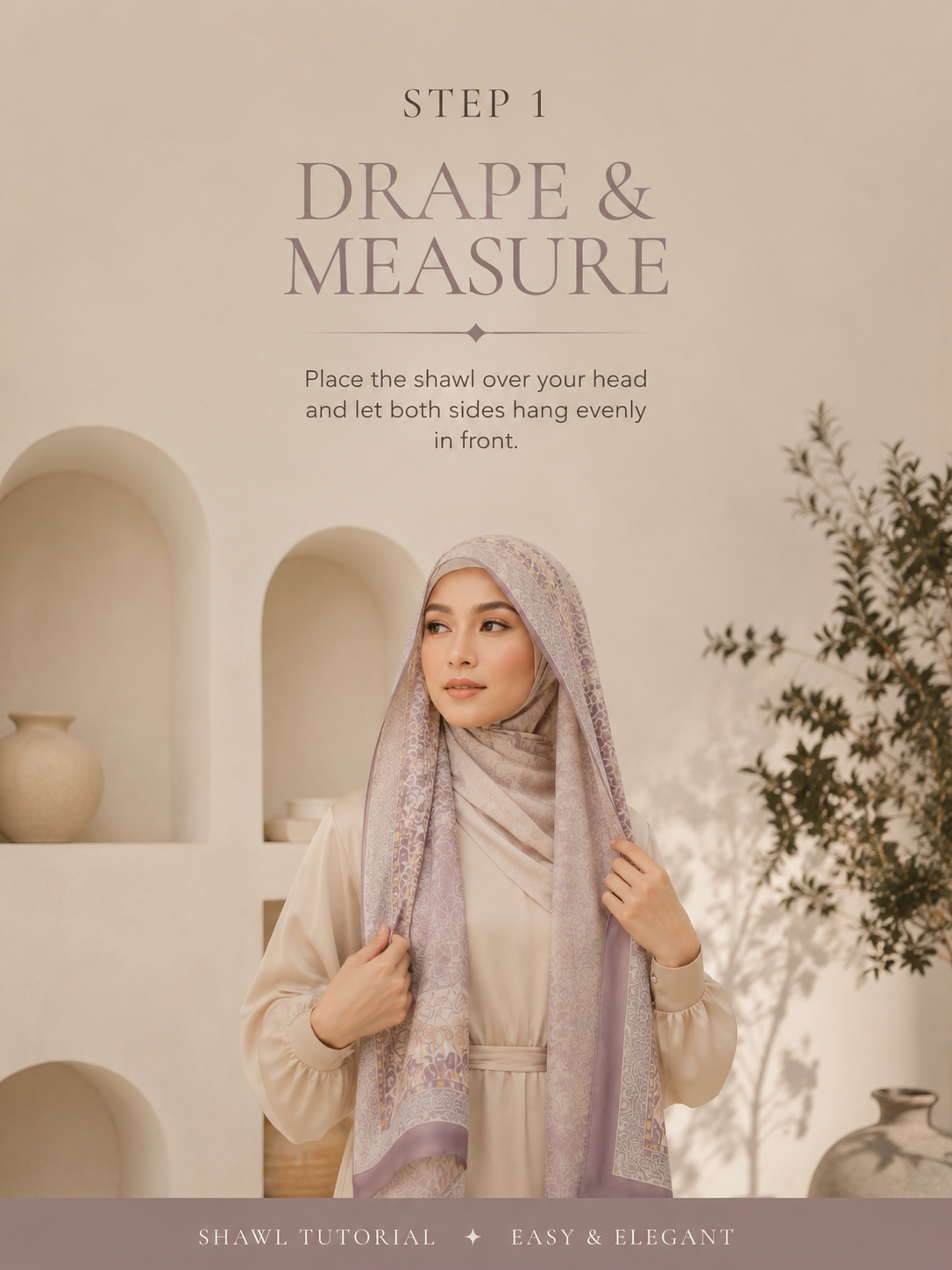 Tutorial shawl langkah 1 drape and measure