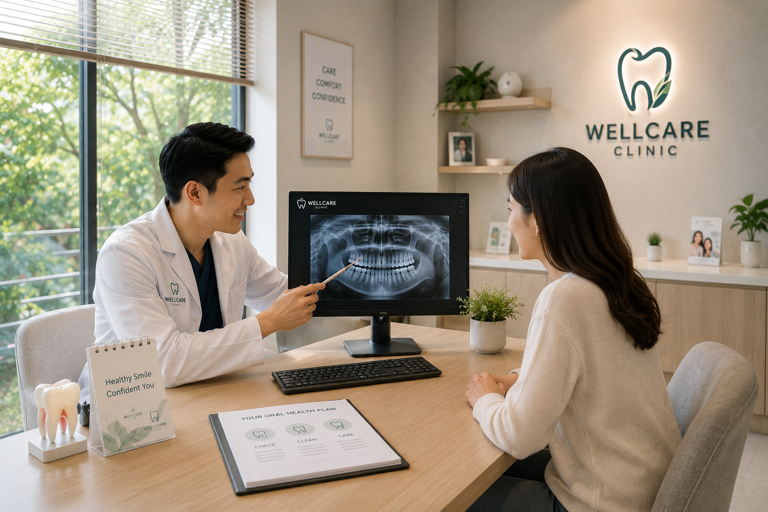X-ray explanation in a cozy consultation room