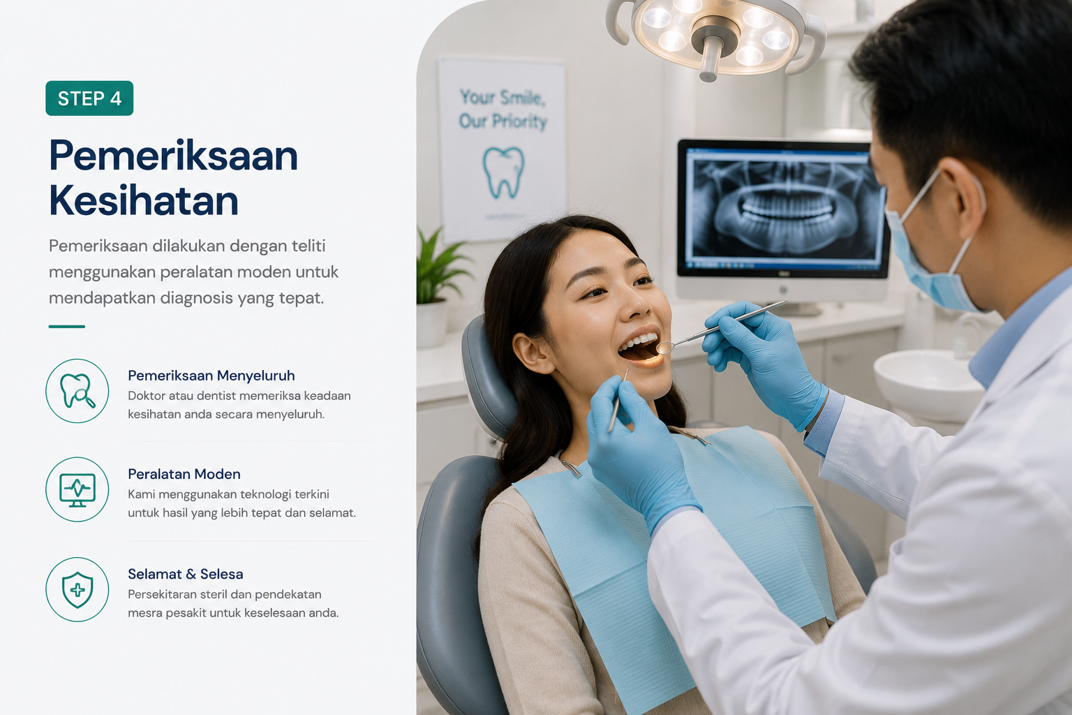 Health examination and dental check-up step