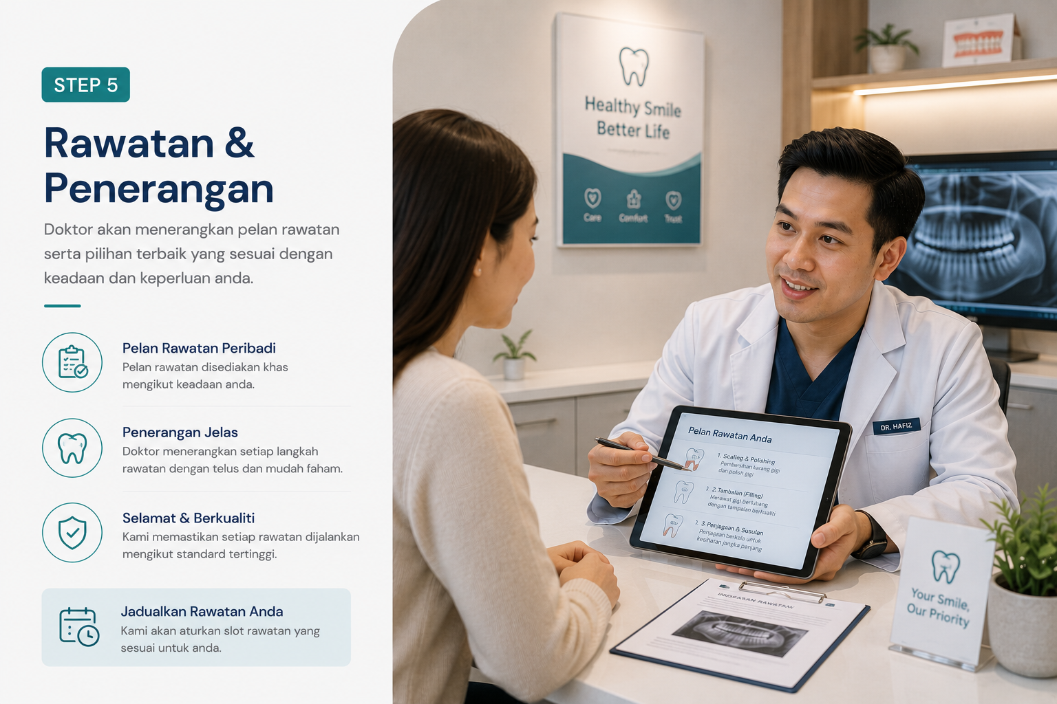 Treatment explanation and plan step
