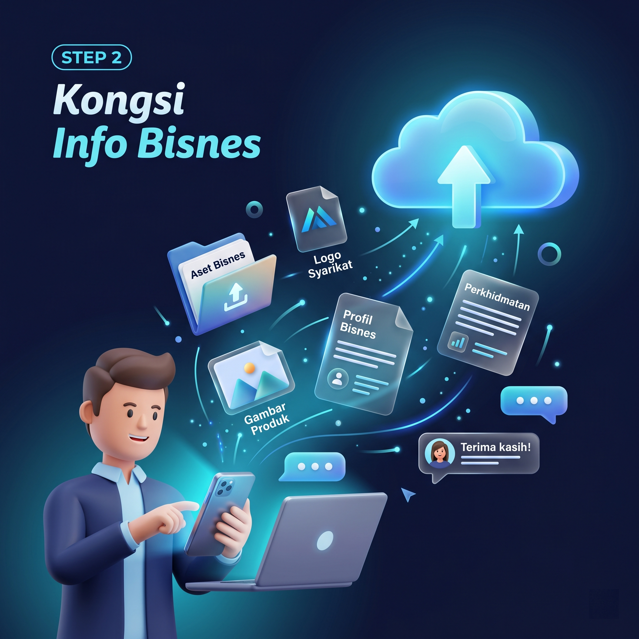 Ilustrasi langkah 02 beri info bisnes